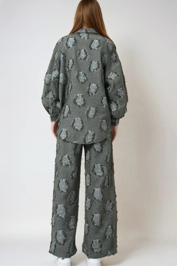 Püsküllü Oversize Gömlek Ve Beli Lastikli Pantolon Dokuma İkili Takım