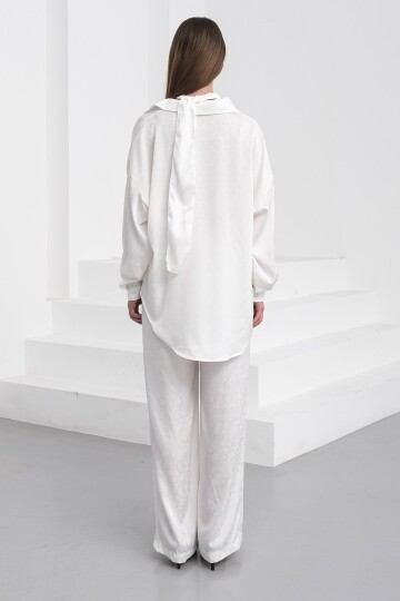 Jakar Desen Saten Gömlek Ve Pantolon Takım