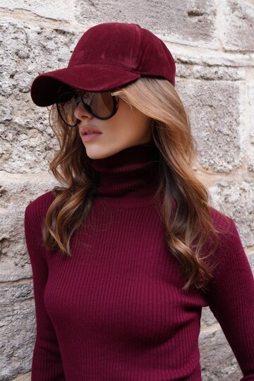 Kadife Dokulu Kavisli Siperlik Ayarlanabilir Şapka