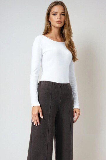 Kahverengi Beli lastikli Cepsiz Palazzo Pantolon