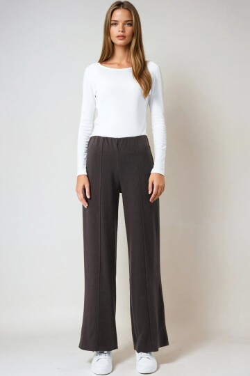 Kahverengi Beli lastikli Cepsiz Palazzo Pantolon