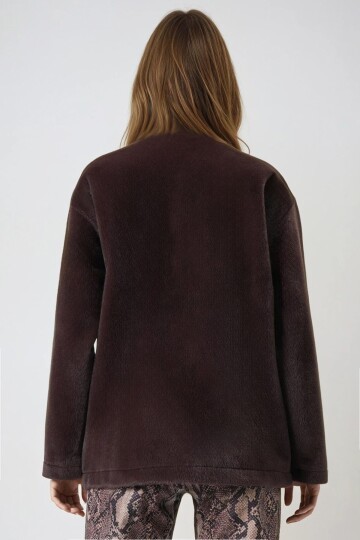 Kahverengi Çıtçıt Kapamalı Astarlı Püsküllü Ceket