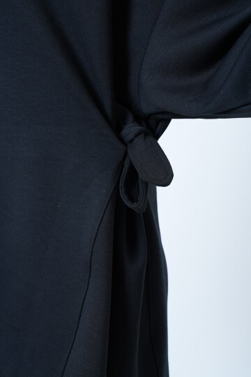 Kapüsonlu Yandan Bağlamalı Modal Oversize Sweatshirt