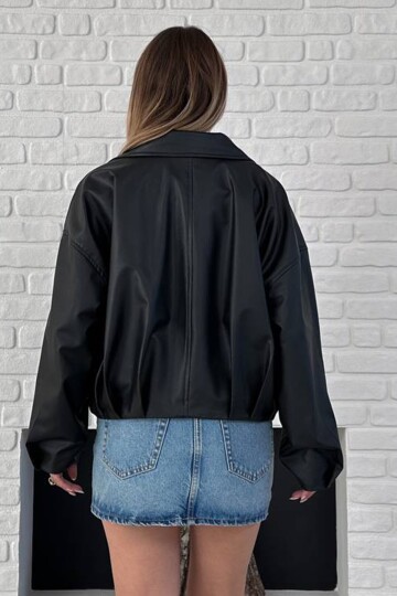 Kemer Detaylı Fermuar Kapamalı Bomber Ceket