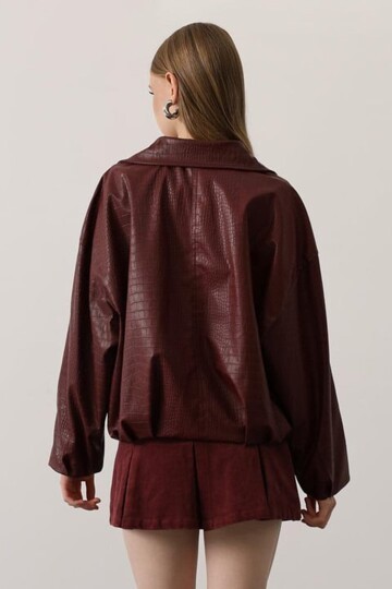 Kemer Detaylı Suni Deri Bomber Ceket