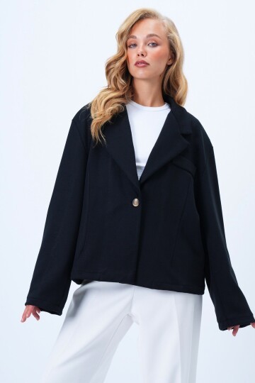 Oversize Cep Detaylı İçi Astarlı Blazer Ceket