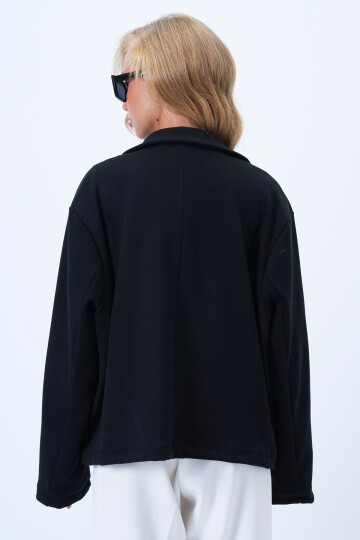 Oversize Cep Detaylı İçi Astarlı Blazer Ceket