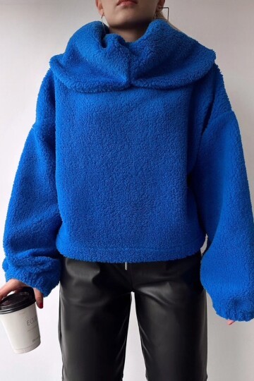 Peluş Şal Yaka Oversize Sweatshirt