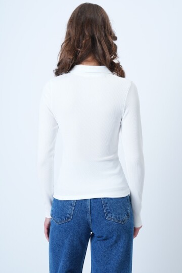 Polo Yaka Gizli Fermuarlı Ottoban Bluz