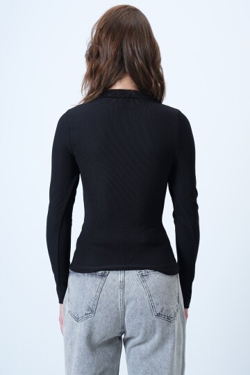 Polo Yaka Gizli Fermuarlı Ottoban Bluz