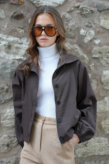 Su İtici Dik Yaka Bomber Ceket