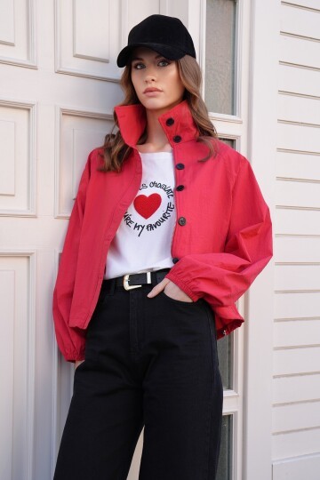 Su İtici Dik Yaka Bomber Ceket