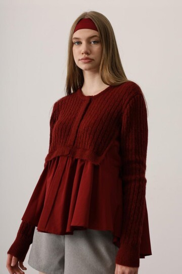 Triko Panel Detaylı Katmanlı Bluz