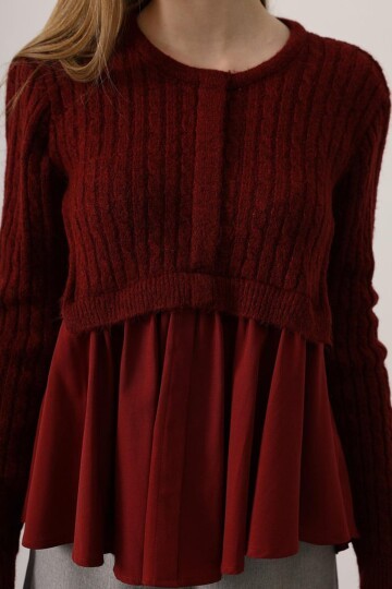 Triko Panel Detaylı Katmanlı Bluz