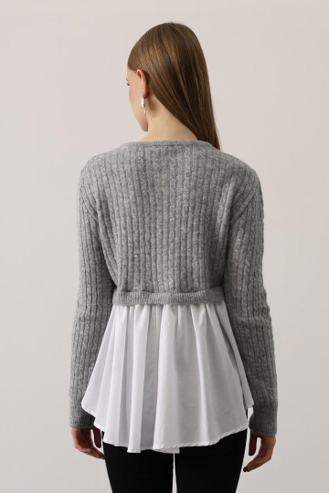 Triko Panel Detaylı Katmanlı Bluz