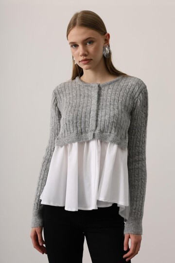 Triko Panel Detaylı Katmanlı Bluz