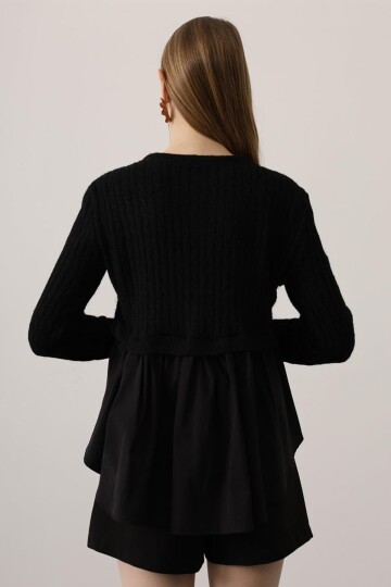 Triko Panel Detaylı Katmanlı Bluz