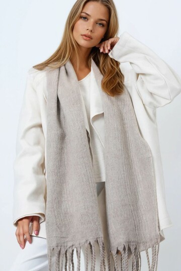 Ucu Püsküllü Yumuşak Dokulu Şal