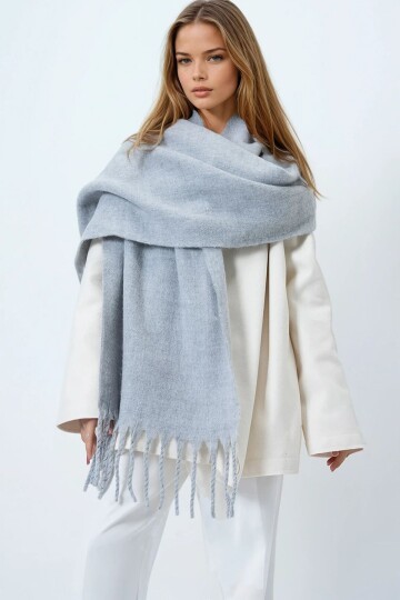 Ucu Püsküllü Yumuşak Dokulu Şal