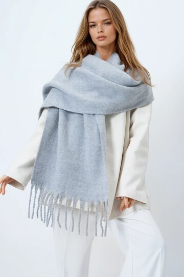 Ucu Püsküllü Yumuşak Dokulu Şal