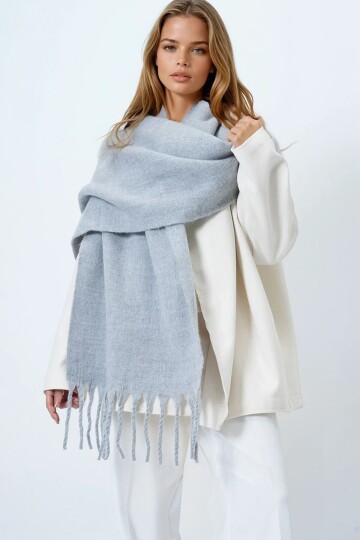 Ucu Püsküllü Yumuşak Dokulu Şal