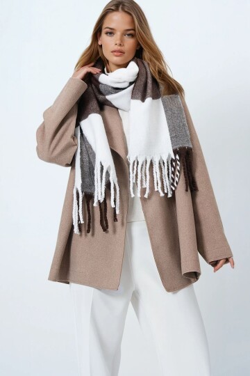 Ucu Püsküllü Yumuşak Dokulu Şal