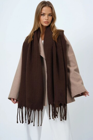 Ucu Püsküllü Yumuşak Dokulu Şal