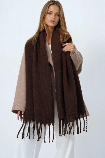 Ucu Püsküllü Yumuşak Dokulu Şal