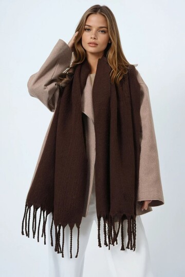 Ucu Püsküllü Yumuşak Dokulu Şal