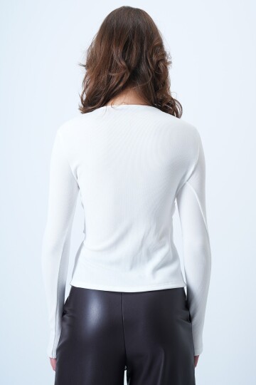 V Yaka Gold Aksesuarlı Ottaban Bluz