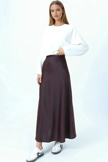 Yüksek Bel Basic Saten Etek