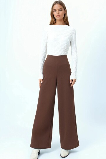 Yüksek Bel Fermuar Kapamalı Palazzo Pantolon