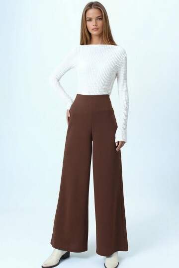 Yüksek Bel Fermuar Kapamalı Palazzo Pantolon
