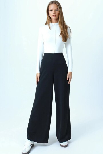 Yüksek Bel Fermuar Kapamalı Palazzo Pantolon