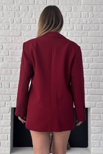 Asimetrik Kesim Düğme Kapamalı Cep Kapaklı Blazer Ceket