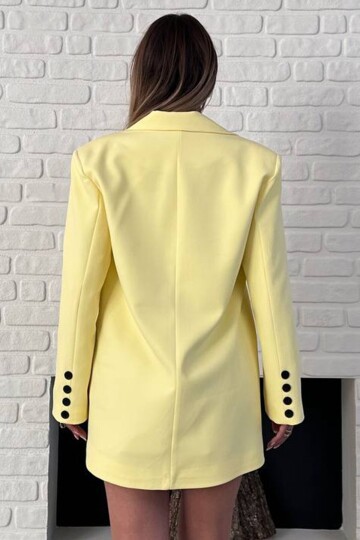 Asimetrik Kesim Düğme Kapamalı Cep Kapaklı Blazer Ceket