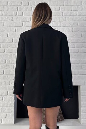 Asimetrik Kesim Düğme Kapamalı Cep Kapaklı Blazer Ceket