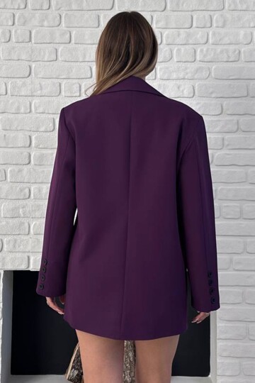 Asimetrik Kesim Düğme Kapamalı Cep Kapaklı Blazer Ceket