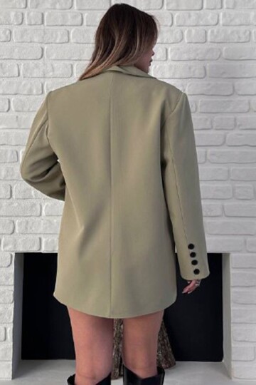 Asimetrik Kesim Düğme Kapamalı Cep Kapaklı Blazer Ceket