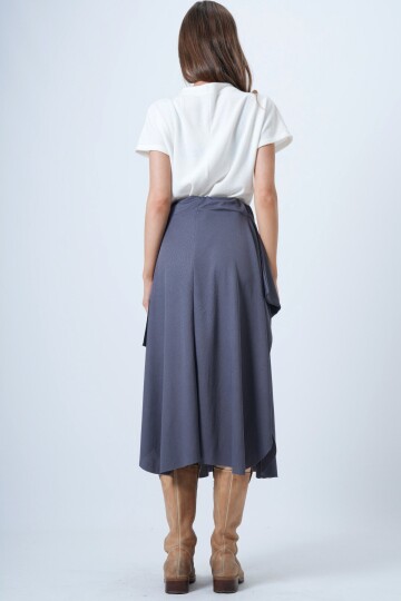 Asimetrik Kesim Kendinden Dokulu Bağlamalı Etek