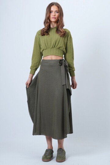 Asimetrik Kesim Kendinden Dokulu Bağlamalı Etek