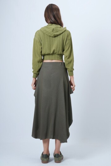 Asimetrik Kesim Kendinden Dokulu Bağlamalı Etek