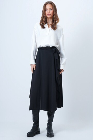 Asimetrik Kesim Kendinden Dokulu Bağlamalı Etek