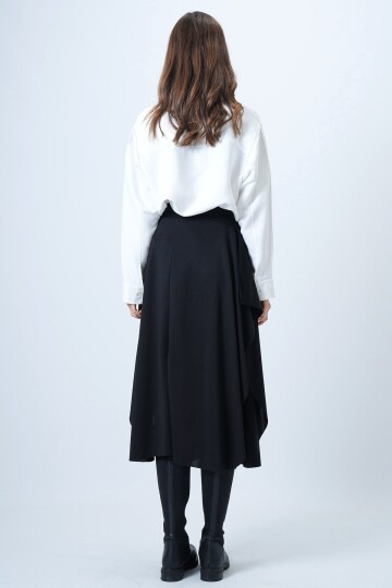 Asimetrik Kesim Kendinden Dokulu Bağlamalı Etek