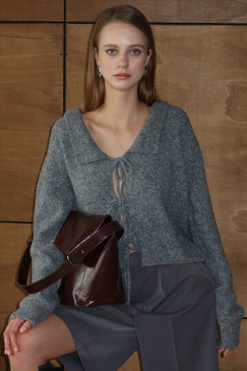 Bağlama Detaylı Polo Yaka Triko Hırka