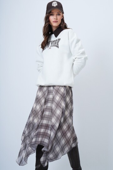 Baskılı Bisiklet Yaka 3 İplik Sweatshirt