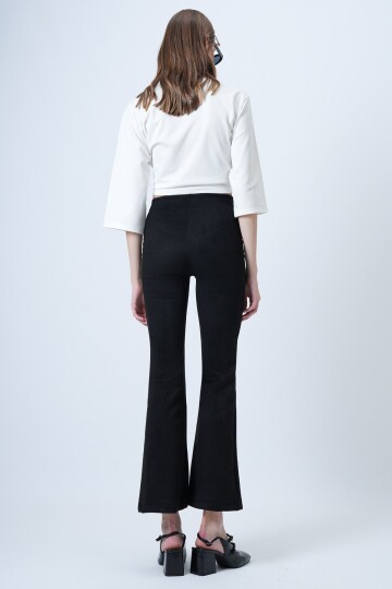 Beli Lastikli İspanyol Paça Süet Pantolon