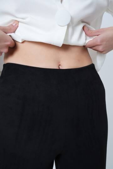 Beli Lastikli İspanyol Paça Süet Pantolon