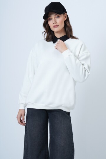 Bisikle Yaka 3 İplik Oversize Basic Sweatshirt