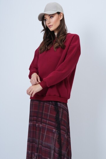 Bisikle Yaka 3 İplik Oversize Basic Sweatshirt